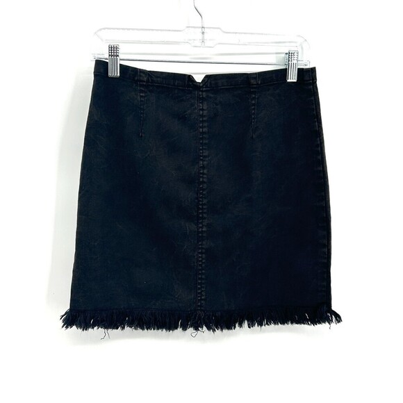 NWT CHASER Vintage Black Button Fly Fringe Frayed Hem Mini Skirt Size Medium - Picture 6 of 8